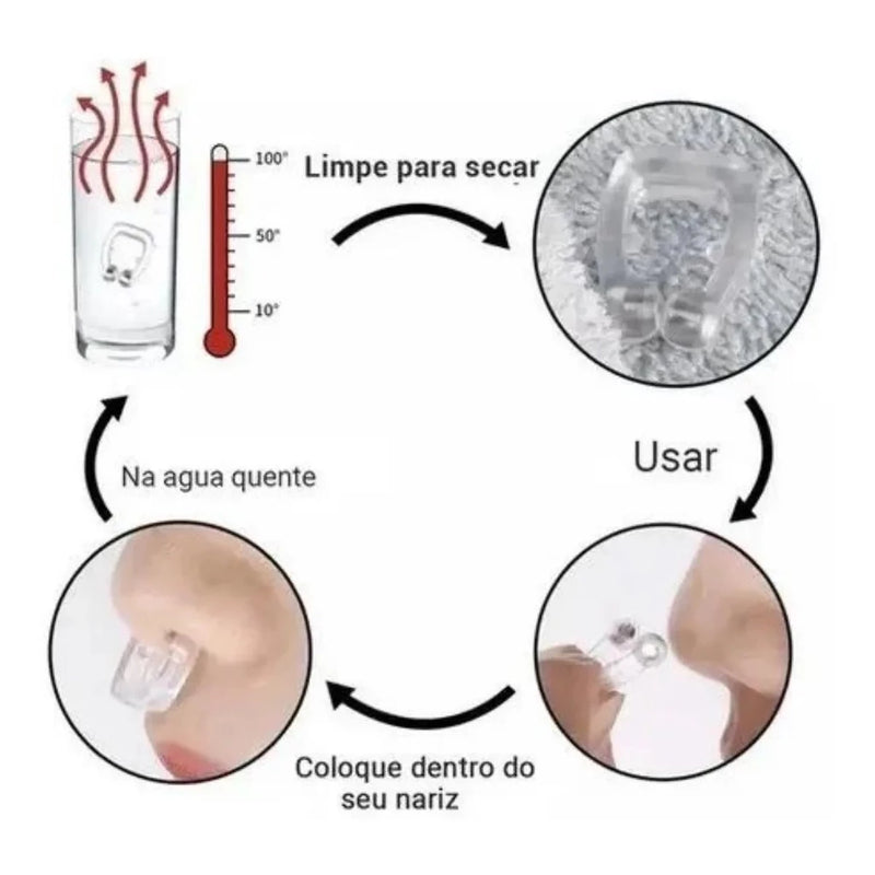 Kit com 4 Clipes Nasais Anti Ronco e Apneia com Dilatador Magnético